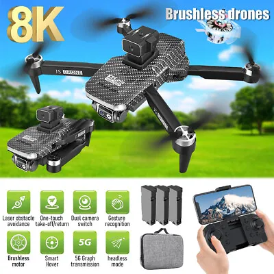 5G RC Drone W/ 8K HD Brushless Dual Camera WiFi FPV Foldable Drones+3 Batteries • $52.99