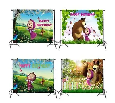 Masha And The Bear Birthday Backdrop Vinyl Party Decoration Baby Shower • $31.93