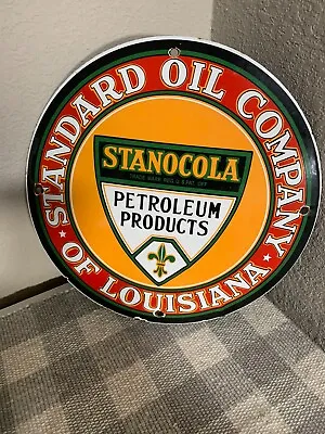 Vintage STANDARD OIL COMPANY Of Louisiana Gas And Oil Porcelain Sign Heavy • $97