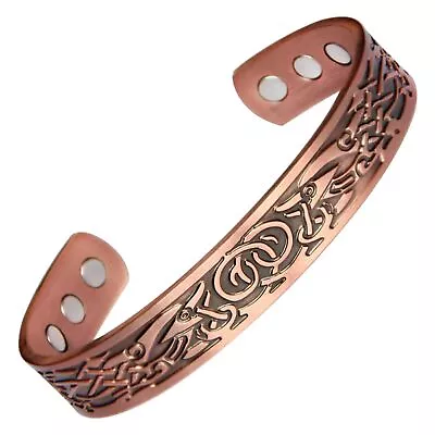 Mens Celtic Copper Bangle Magnetic Bracelet Pain Relief Arthritis Carpal Tunnel • £6.85