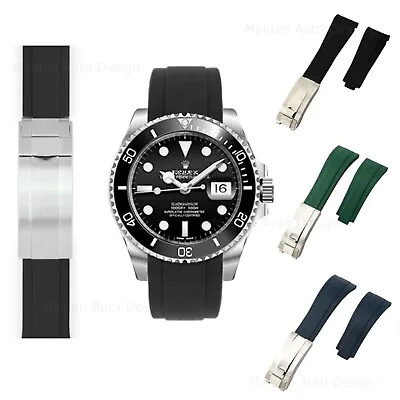 £37.99 • Buy 20mm Rubber Oysterflex Watch Strap Band With Clasp Made For Rolex Submariner