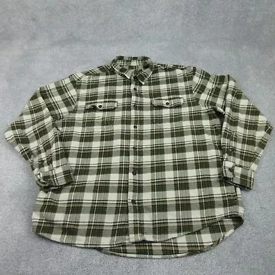 Orvis Shirt Mens XXL 2XL Green Check Plaid Flannel Shacket Lumberjack Heavy 2322 • £27.99