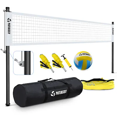 Professional Volleyball Net Set Aluminum Adjustable Height Boundary Line W/Bag • $105.82