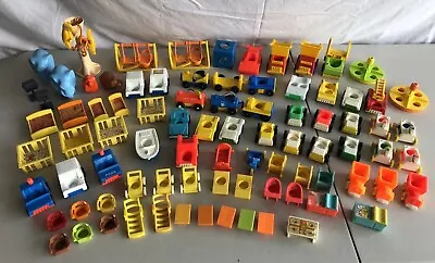 MASSIVE VEHICLE & ACCESSORIES LOT Of Vintage Fisher Price Little People 85 ITEMS • $90