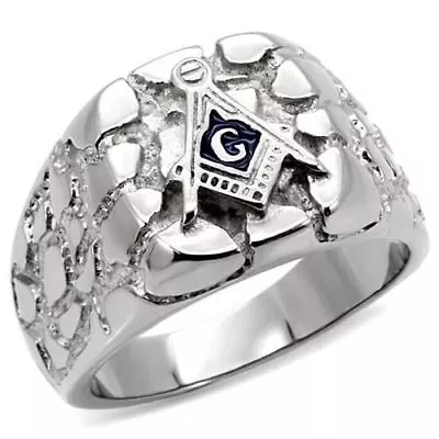 Men's Silver Nugget Masonic Ring • $20.99