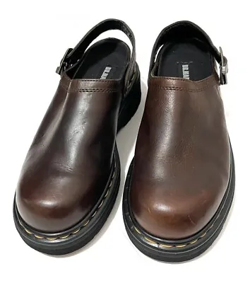 Dr Martens Vintage Clogs Slingback Mules UK 6 US 8 Brown Leather Docs England • $210