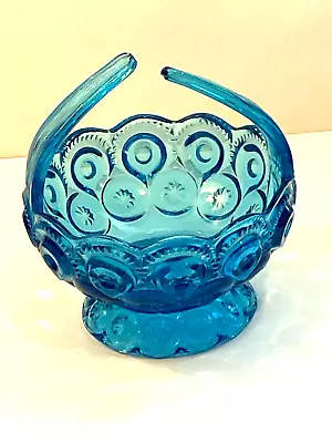 L E Smith Moon And Stars Aqua Basket Candy Dish • $15