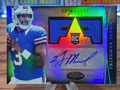 2013 Certified EJ MANUEL Freshman Fabric RPA /399 #309 BILLS • $10