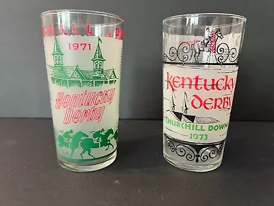 Vintage Kentucky Derby Mint Julep Glass Churchill Downs One Each 1971 And 1973 • $50