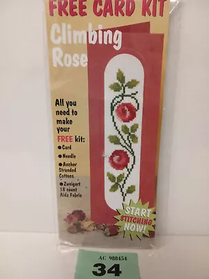 £2.99 • Buy CLIMBING ROSE BOOKMARK Cross Stitch Kit Red Flowers