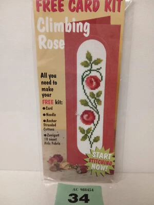 £2.99 • Buy CLIMBING ROSE BOOKMARK Cross Stitch Kit Red Flowers
