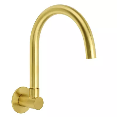 Brushed Gold Basin Vanity Faucet Wall Mounted Sink Tap Outlet High Rise Spout • $67.50