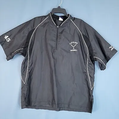 Mizuno Men's Cleveland Baseball #45 Windbreaker Short Sleeve Shirt Black Size M • $8.29