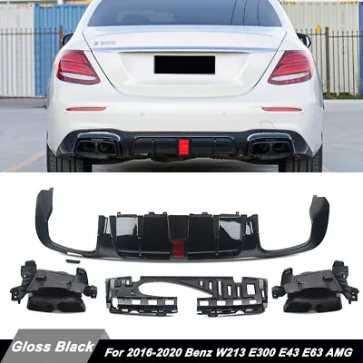 F1 Style Rear Diffuser W/LED+Exhaust Tips For Benz W213 E300 E43 E63 AMG 2016-20 • $249.99