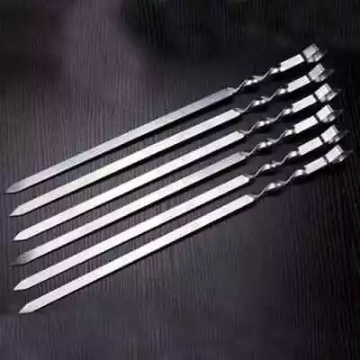 Long Metal Bbq Barbecue Kebab Food Meat Grill Sticks Skewers Cooking 60cm Long • £8.99