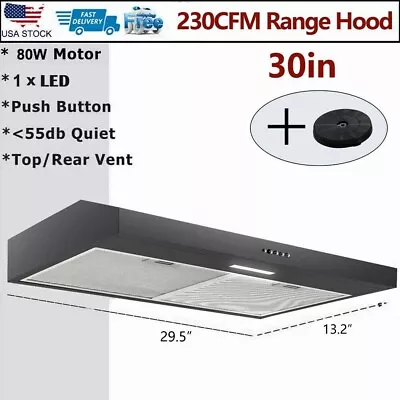 30 Inch Stainless Steel Under Cabinet Cooker Range Hood 230CFM Ventilation Black • $99.99