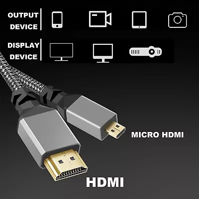 High-Speed Micro HDMI To HDMI 4K Cable Converter R5 R6 GoPro HERO 7 6 5 4 Camera • $14.98