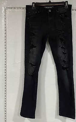American Breed Distressed Skinny Black Jeans Mens Size 30 Cotton Spandex Blend • $12.68