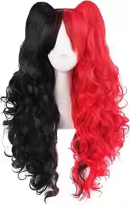 MapofBeauty Multi-color Lolita Long Curly Clip On Ponytails Cosplay Wig (Black/ • £20.63