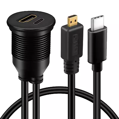 Micro HDMI Male To HDMI Female & Type C 3.0 Male To Female Car Flush Mount Cable • $27.49