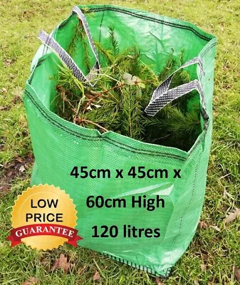 £5.89 • Buy Garden Waste Bags 120L Heavy Duty Strong Sack Grass Leaves Logs Builders Bag