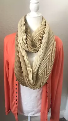 New APT 9 Lightweight Metallic Gold Ombre Pleated INFINITY SCARF 20X68 BOHO A • $18.95