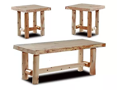 Rustic Pine And Cedar Log Coffee And End Table Set Cabin Furniture Live Edge  • $565