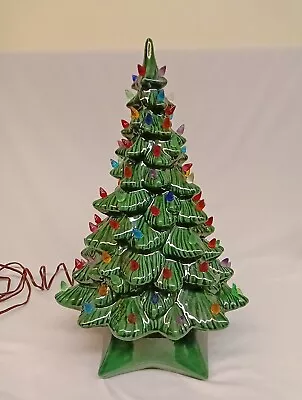 Lighted Ceramic Chistmas Tree 18  Tall 9-Inch Base Plug-In Holland Mold Works! • $70