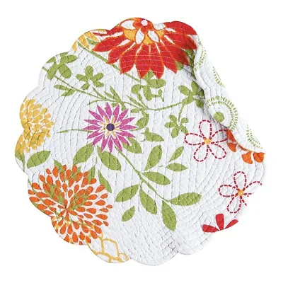 $16.93 • Buy Set Of 2 C&F LILLY Floral Quilted Cotton Round Placemats