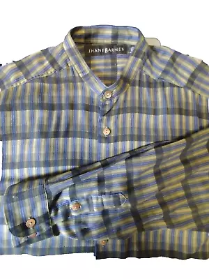 JHANE BARNES Men's Medium Banded Collar Dress Shirt Long Sleeve • $16