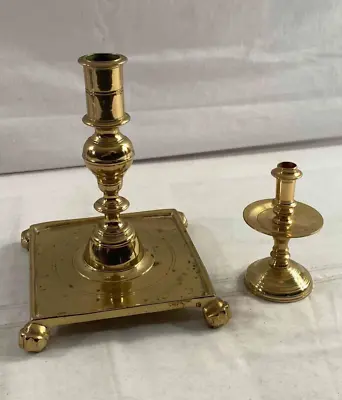 Two Virginia Metalcrafters Brass Candlestick Holders CW16-5 (7 ) 16-39 (4 ) • $49.95