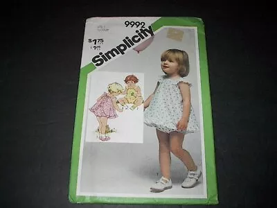 Vtg Simplicity Pattern 9992 Girls' Adorable Romper Sundress And Bloomers  1 Unc • $3.75