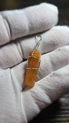 Hand Made Wire Wrapped Orange Quartz Point Pendant • $7
