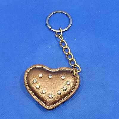 Vintage Keychain Heart Shaped Puffy Collectable Metal Keyring • $2.56