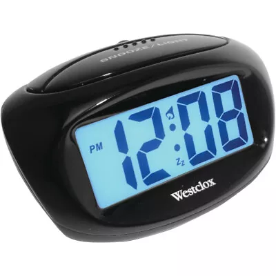 Westclox LCD Digital Alarm Clock 70043 Easy To Read Blue Backlight Snooze Black • $12.49