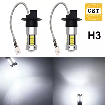 2pcs H3 LED Fog Light Bulbs Conversion Kit Super-Bright Canbus 6500K White • $15.34