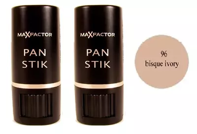 Max Factor Pan Stik Creamy Foundation Makeup 96 Bisque Ivory (2 Pack) • $13.99