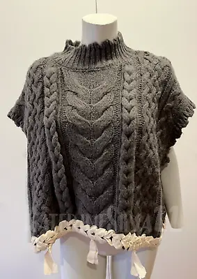 ZARA GREY CABLE-KNIT VEST WOMAN Wool SS23 REF:0021/118 Blog Fav Size M - L RARE • £45.37