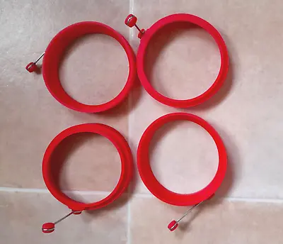 FRIED EGG RINGS X 4  RED SILICONE--NEW • £2.49