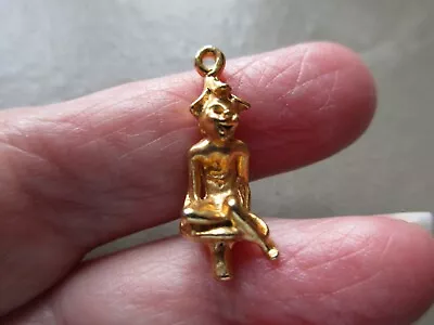 Vintage Gold Plated Lucky Pixie Piskey Piskie Toadstool Mushroom Charm Pendant • $1.25