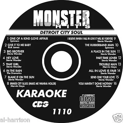   Karaoke Monster Hits Cd+g Detroit City Soul #1110 • $9.50