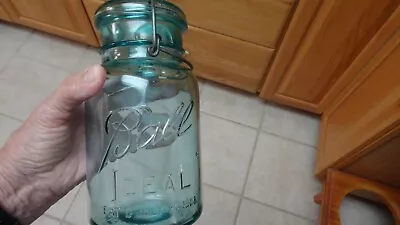 Vintage Blue 1 Qt Ball Ideal Jar-wire Bail & Glass Lid • $13.99