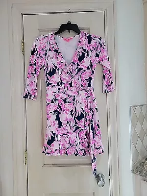 Lily Pulitzer Women's Multicolor Floral Print Built In Shorts Wrap Dress Sz S • $17.40