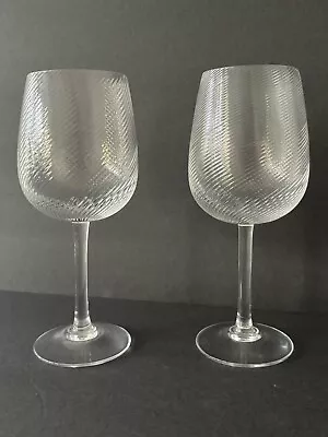 Arte Murano Icet Bruno Ava Venezuela Clear Ribbed Swirl Wine Glasses Set Of 2 • $45