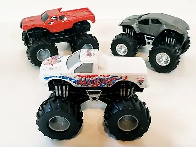 Mattel Hot Wheels Friction Monster Jam Trucks Madusa DeLorean & Mouse 3 Rev N Go • $23
