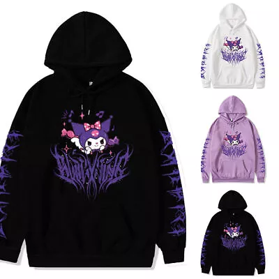 Womens Kawaii Kuromi Print Hoodie Long Sleeve Pullover Hooded Sweatshirt Tops • $31.82