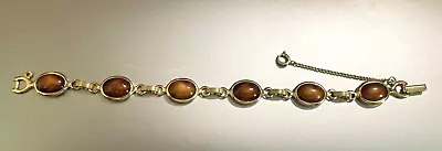 Vintage Sarah Coventry Art Glass Bracelet Gold Tone 7.5” Safety Chain • $14