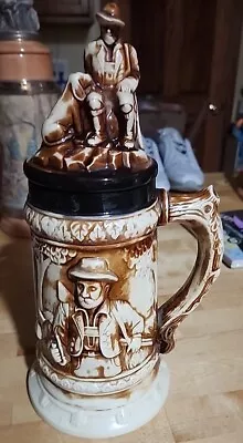  German Lederhosen Hunting Dog Hunter Deer 3D Ceramic Beer Stein 13  • $19.99