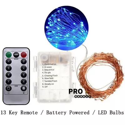 50-100 LEDs Battery Operated Mini LED Copper Wire String Fairy Lights + Remote • $9.49