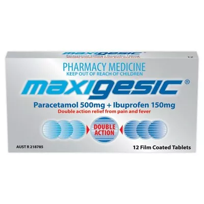 Maxigesic 12 Film Coated Tablets Paracetamol 500mg + Ibuprofen 150mg Pain Fever • $7.06